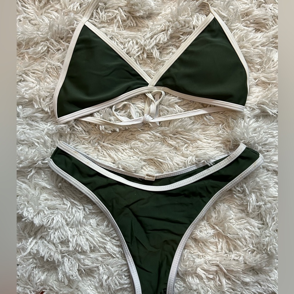 Green and White Bikini